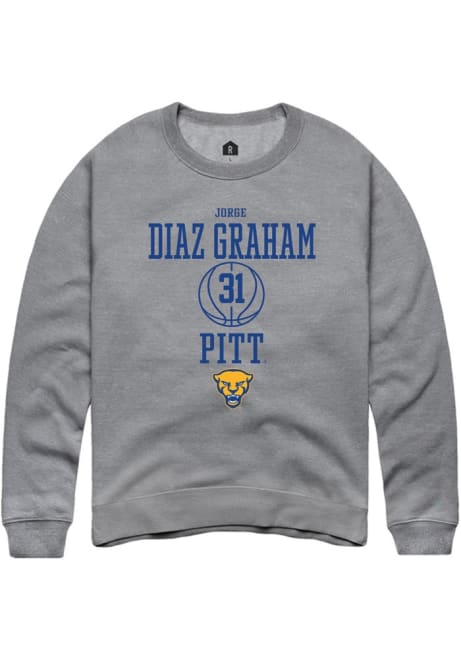 Jorge Diaz Graham Rally Mens Graphite Pitt Panthers NIL Sport Icon Crew Sweatshirt