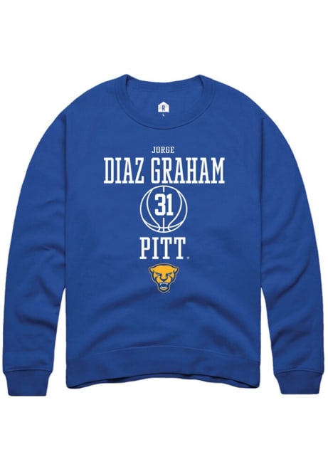 Jorge Diaz Graham Rally Mens Blue Pitt Panthers NIL Sport Icon Crew Sweatshirt