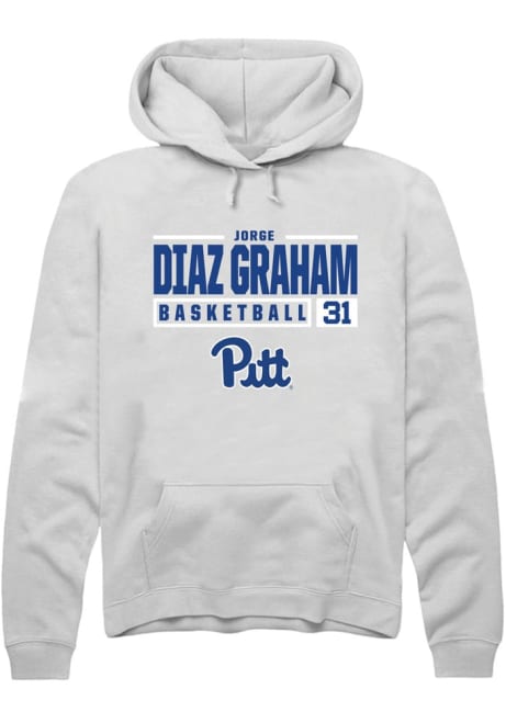 Jorge Diaz Graham Rally Mens White Pitt Panthers NIL Stacked Box Hooded Sweatshirt