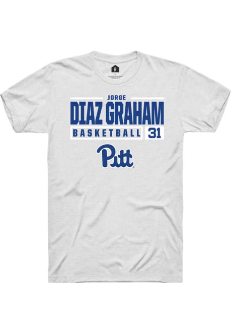 Jorge Diaz Graham White Pitt Panthers NIL Stacked Box Short Sleeve T Shirt