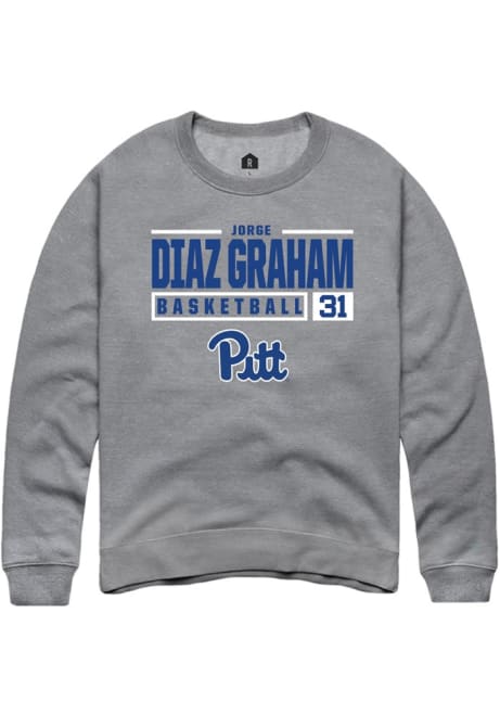 Jorge Diaz Graham Rally Mens Graphite Pitt Panthers NIL Stacked Box Crew Sweatshirt