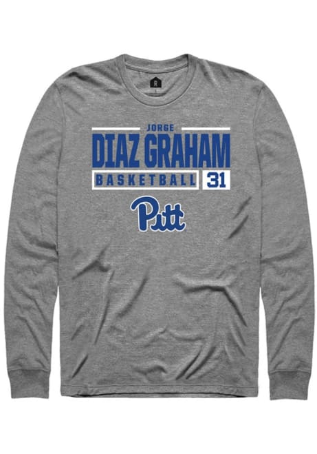 Jorge Diaz Graham Rally Mens Graphite Pitt Panthers NIL Stacked Box Tee