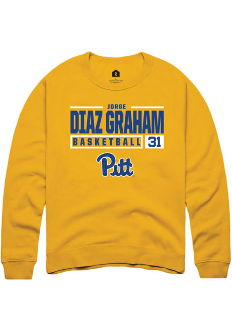 Jorge Diaz Graham Rally Mens Gold Pitt Panthers NIL Stacked Box Crew Sweatshirt