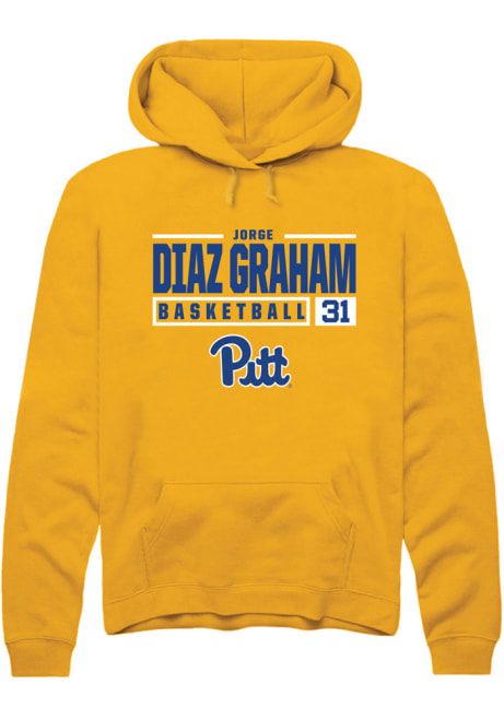 Jorge Diaz Graham Rally Mens Gold Pitt Panthers NIL Stacked Box Hooded Sweatshirt