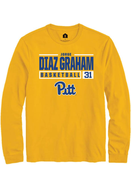 Jorge Diaz Graham Rally Mens Gold Pitt Panthers NIL Stacked Box Tee