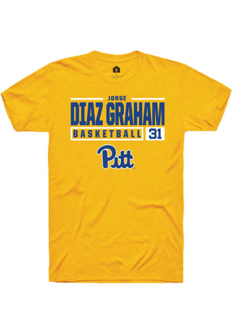 Jorge Diaz Graham Gold Pitt Panthers NIL Stacked Box Short Sleeve T Shirt