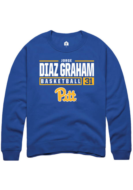 Jorge Diaz Graham Rally Mens Blue Pitt Panthers NIL Stacked Box Crew Sweatshirt