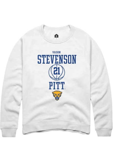 Vason Stevenson Rally Mens White Pitt Panthers NIL Sport Icon Crew Sweatshirt