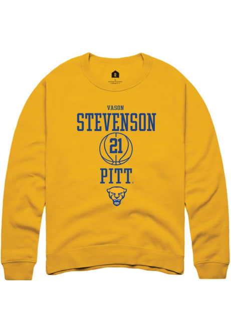 Vason Stevenson Rally Mens Gold Pitt Panthers NIL Sport Icon Crew Sweatshirt