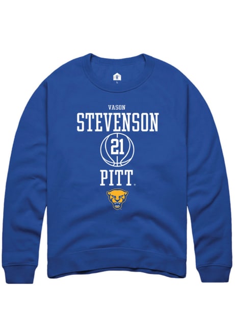 Vason Stevenson Rally Mens Blue Pitt Panthers NIL Sport Icon Crew Sweatshirt