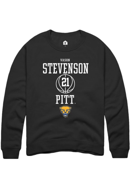 Vason Stevenson Rally Mens Black Pitt Panthers NIL Sport Icon Crew Sweatshirt