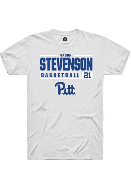 Vason Stevenson White Pitt Panthers NIL Stacked Box Short Sleeve T Shirt