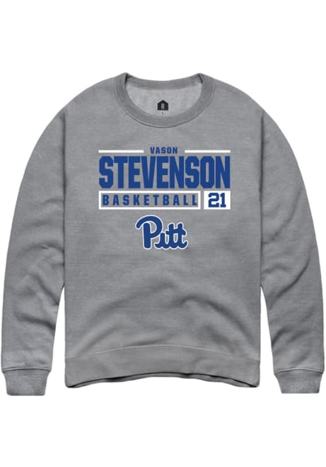 Vason Stevenson Rally Mens Graphite Pitt Panthers NIL Stacked Box Crew Sweatshirt