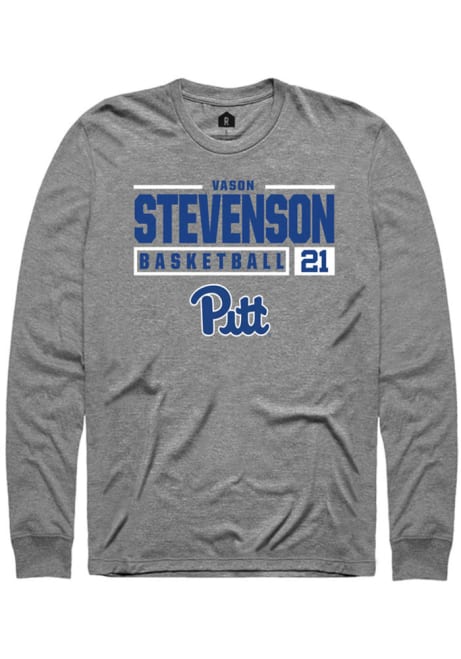 Vason Stevenson Rally Mens Graphite Pitt Panthers NIL Stacked Box Tee