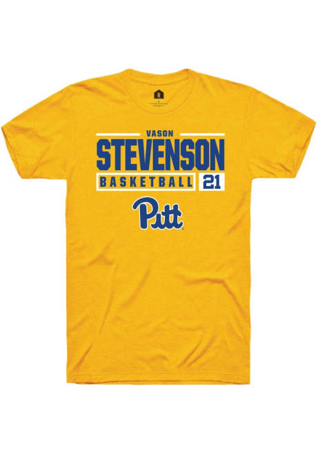 Vason Stevenson Gold Pitt Panthers NIL Stacked Box Short Sleeve T Shirt