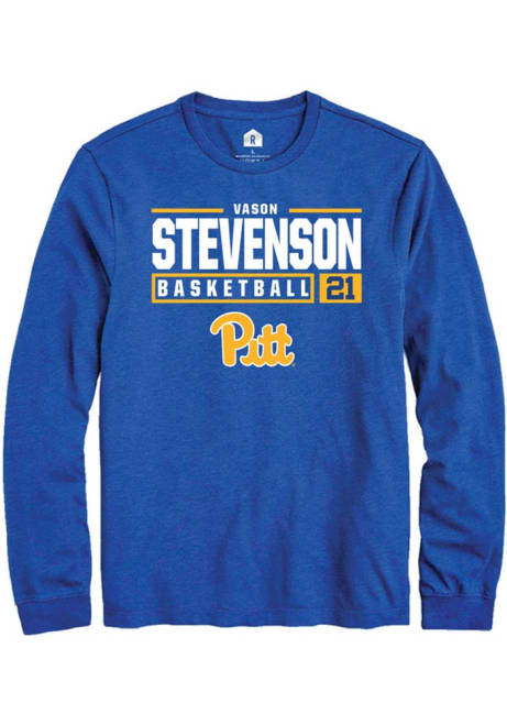 Vason Stevenson Rally Mens Blue Pitt Panthers NIL Stacked Box Tee