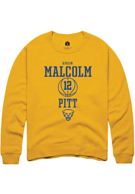 Aislin Malcolm Rally Mens Gold Pitt Panthers NIL Sport Icon Crew Sweatshirt