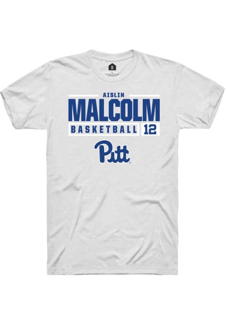 Aislin Malcolm White Pitt Panthers NIL Stacked Box Short Sleeve T Shirt