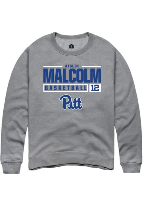 Aislin Malcolm Rally Mens Graphite Pitt Panthers NIL Stacked Box Crew Sweatshirt