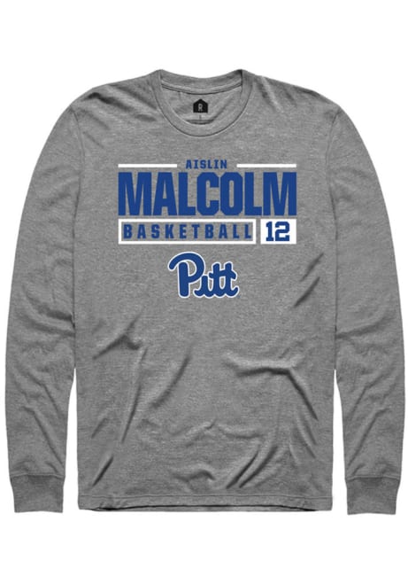 Aislin Malcolm Rally Mens Graphite Pitt Panthers NIL Stacked Box Tee