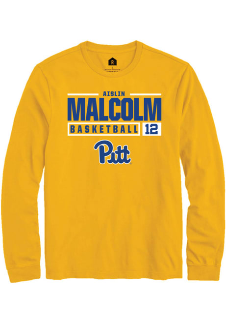 Aislin Malcolm Rally Mens Gold Pitt Panthers NIL Stacked Box Tee