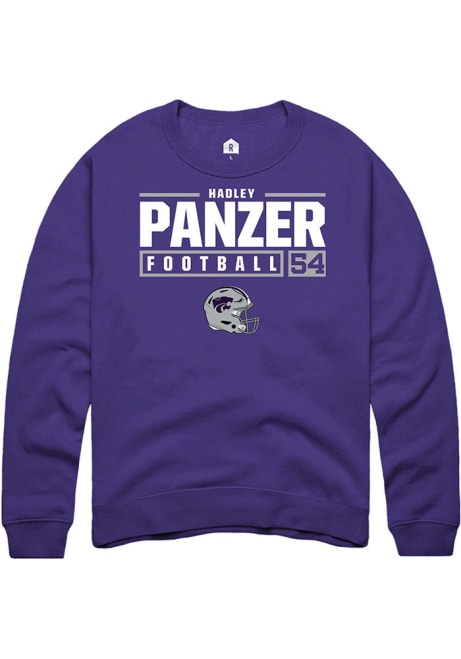 Hadley Panzer Rally Mens Purple K-State Wildcats NIL Stacked Box Crew Sweatshirt