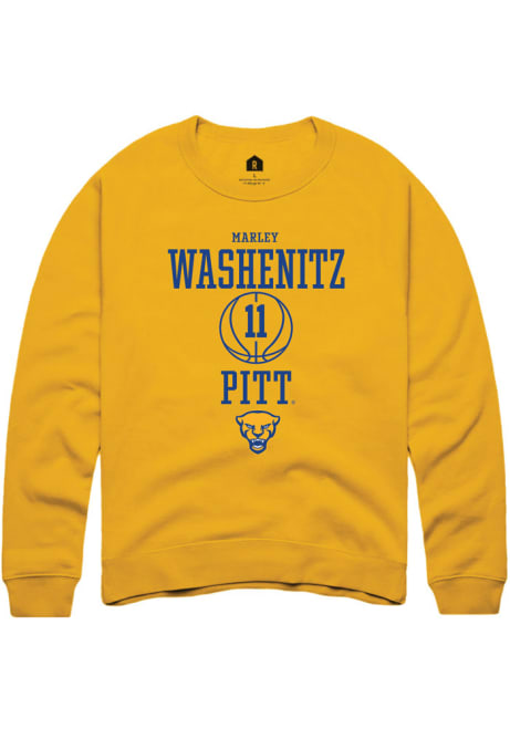 Marley Washenitz Rally Mens Gold Pitt Panthers NIL Sport Icon Crew Sweatshirt