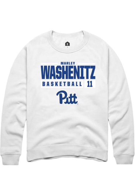 Marley Washenitz Rally Mens White Pitt Panthers NIL Stacked Box Crew Sweatshirt