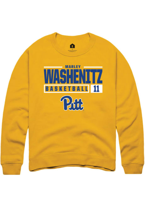 Marley Washenitz Rally Mens Gold Pitt Panthers NIL Stacked Box Crew Sweatshirt