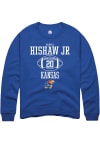 Main image for Daniel Hishaw Jr  Rally Kansas Jayhawks Mens Blue NIL Sport Icon Long Sleeve Crew Sweatshirt