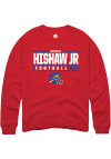 Main image for Daniel Hishaw Jr  Rally Kansas Jayhawks Mens Red NIL Stacked Box Long Sleeve Crew Sweatshirt