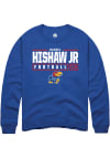 Main image for Daniel Hishaw Jr  Rally Kansas Jayhawks Mens Blue NIL Stacked Box Long Sleeve Crew Sweatshirt
