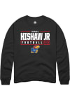 Main image for Daniel Hishaw Jr  Rally Kansas Jayhawks Mens Black NIL Stacked Box Long Sleeve Crew Sweatshirt
