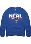 Main image for Devin Neal  Rally Kansas Jayhawks Mens Blue NIL Stacked Box Long Sleeve Crew Sweatshirt