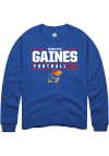 Main image for Donovan Gaines  Rally Kansas Jayhawks Mens Blue NIL Stacked Box Long Sleeve Crew Sweatshirt