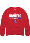 Main image for Jalon Daniels  Rally Kansas Jayhawks Mens Red NIL Stacked Box Long Sleeve Crew Sweatshirt
