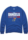 Main image for Jalon Daniels  Rally Kansas Jayhawks Mens Blue NIL Stacked Box Long Sleeve Crew Sweatshirt
