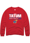 Main image for Emma Tatum  Rally Kansas Jayhawks Mens Red NIL Stacked Box Long Sleeve Crew Sweatshirt