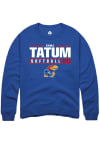 Main image for Emma Tatum  Rally Kansas Jayhawks Mens Blue NIL Stacked Box Long Sleeve Crew Sweatshirt