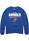 Main image for Lawrence Arnold  Rally Kansas Jayhawks Mens Blue NIL Stacked Box Long Sleeve Crew Sweatshirt