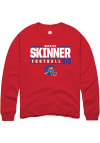 Main image for Quentin Skinner  Rally Kansas Jayhawks Mens Red NIL Stacked Box Long Sleeve Crew Sweatshirt