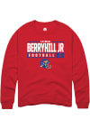 Main image for Taiwan Berryhill Jr  Rally Kansas Jayhawks Mens Red NIL Stacked Box Long Sleeve Crew Sweatshirt