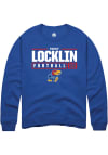 Main image for Torry Locklin  Rally Kansas Jayhawks Mens Blue NIL Stacked Box Long Sleeve Crew Sweatshirt