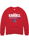 Main image for Trevor Kardell  Rally Kansas Jayhawks Mens Red NIL Stacked Box Long Sleeve Crew Sweatshirt