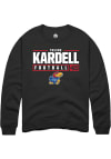 Main image for Trevor Kardell  Rally Kansas Jayhawks Mens Black NIL Stacked Box Long Sleeve Crew Sweatshirt