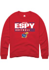 Main image for Shayna Espy  Rally Kansas Jayhawks Mens Red NIL Stacked Box Long Sleeve Crew Sweatshirt