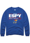 Main image for Shayna Espy  Rally Kansas Jayhawks Mens Blue NIL Stacked Box Long Sleeve Crew Sweatshirt
