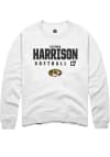 Main image for Cierra Harrison  Rally Missouri Tigers Mens White NIL Stacked Box Long Sleeve Crew Sweatshirt