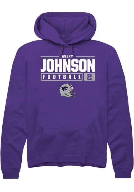 Avery Johnson Rally Mens Purple K-State Wildcats NIL Stacked Box Hooded Sweatshirt