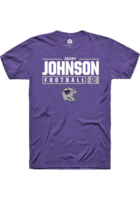 Avery Johnson Purple K-State Wildcats NIL Stacked Box Short Sleeve T Shirt